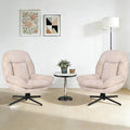 360°Free Swivel Accent Chair Set of 2 for Living Room, Slightly 20°Rocking, 24" High Backrest Upholstered Armchair, Ergonomic Design, Chenille Breathable Soft Fabric Modern Single Sofa, Beige