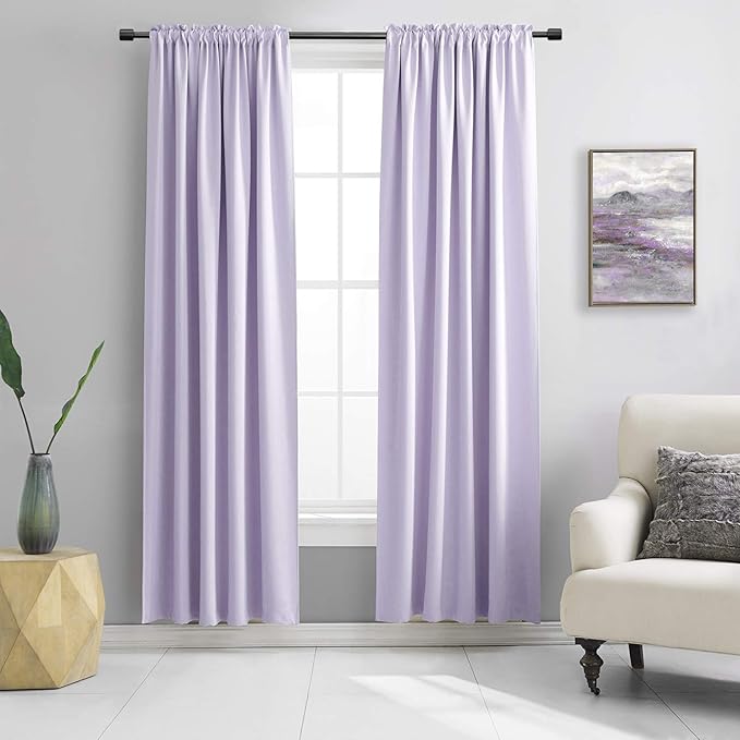DONREN 84 Inches Long 2 Panels Lavender Purple Curtain Panels for Bedroom - Room Darkening Rod Pocket Thermal Insulated Drapes for Living Room,42 W x 84 L