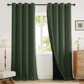 100% Blackout Curtains 102 inch Length 2 Panels for Living Room, Linen-Look Textured Room Darkening Thermal Insulated Noise Reduction Farmhouse Drapes for Bedroom (W52xL102, Olive)