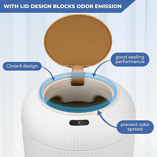 Pukomc 2 Pack Automatic Trash Can 12L /3 Gallon and 10L /2.64 Gallon Bathroom Trash Bin with Lid Touchless Small Smart Motion Sensor Garbage Cans for Kitchen, Bathroom,Living Room and Bedroom