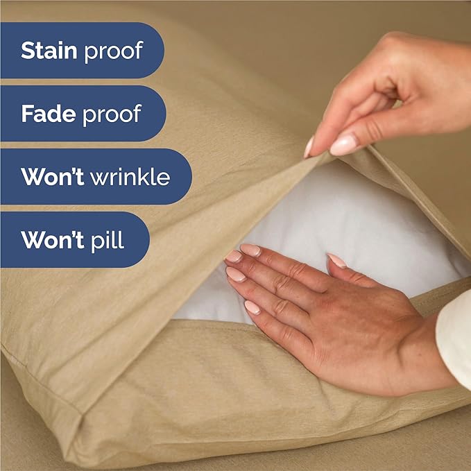 Split King Sheets Set 7 Piece - Includes 4 Pillowcases - Bed Sheets Split King - Soft Hotel Luxury Bedding - Cooling and Breathable - 1 Flat & 2 Fitted & 4 Pillowcases w/ Deep Pockets - Heathered Tan