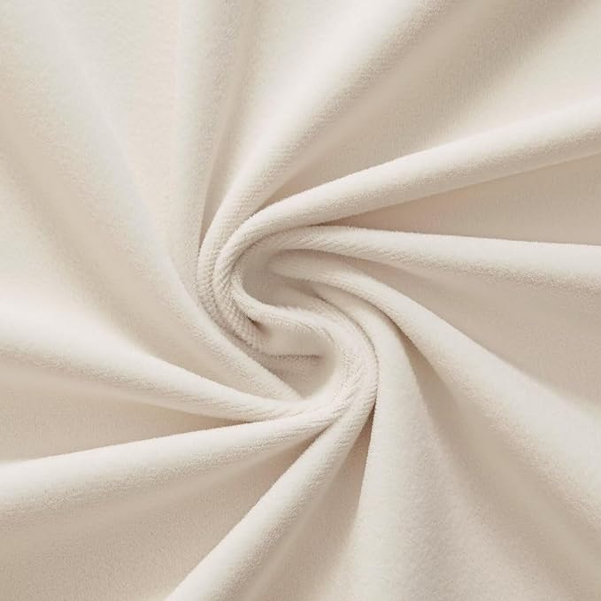 Joydeco Velvet Curtains White Blackout Curtains Thermal Insulated 120 inches Extra Long Window Curtains Soft Room Darkening Drapes for Bedroom Living Room Elegant Rod Pocket 2 Panels Cream White