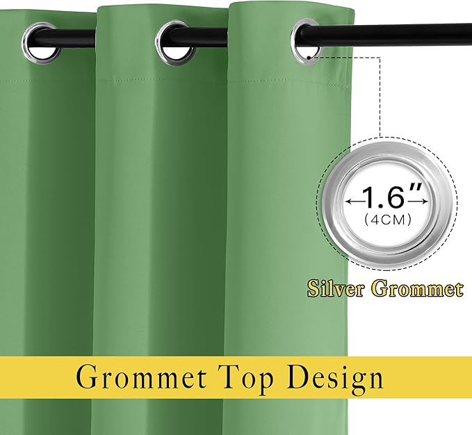 NICETOWN Forest Green 102 inch Curtains for Bedroom, Grommet Blackout Curtains Thermal Window Treatments for Christmas/Thanksgiving Day, W66 x L102, 2 Panels