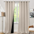 BGment Thermal Insulated 100% Blackout Curtains for Bedroom with Black Liner, Double Layer Full Room Darkening Noise Reducing Grommet Curtain (55 x 96 Inch, Cashmere, 2 Panels)