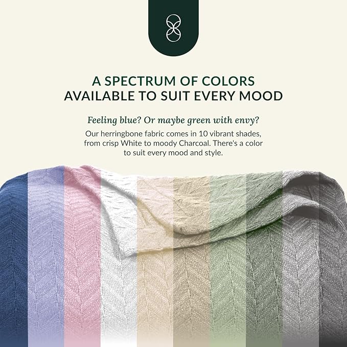 Cloud Scape Linen 100% Cotton Throw Blanket 50x70 Lavender Blue, Luxury All-Season Warmth, Ultra Soft, Oversized Herringbone Gauze Blanket for Winter, Bed, Couch & Sofa Decor, Best Gift Idea