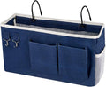 Ozzptuu Bedside Storage Caddy/Bedside Hanging Storage Bag for Headboards Bunk Beds Dorm Rooms Book Phone Magazine Holder (Navy Blue)