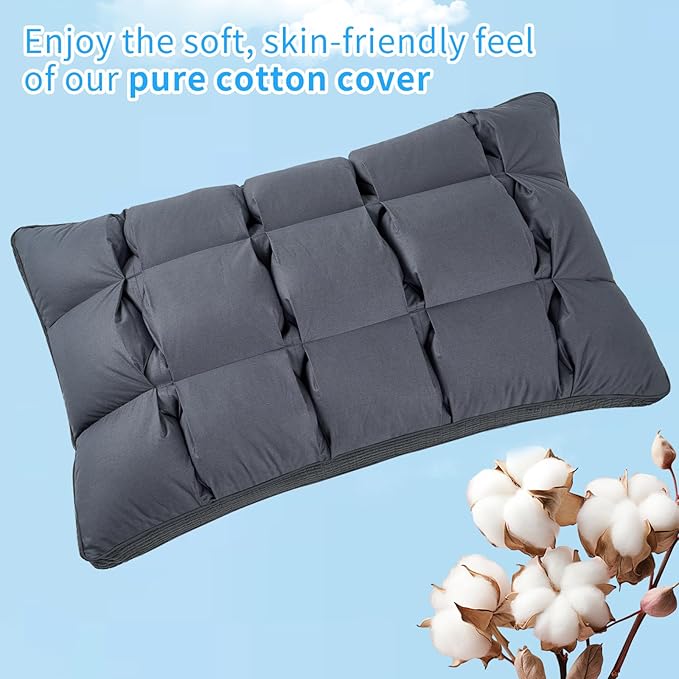 YOUR MOON Soft Pillow King for Sleeping, Super Soft Support Down Alternative Pillow, 100% Cotton Shell Luxury Comfy Fluffy Bed Pillows for Sleep(Gray)