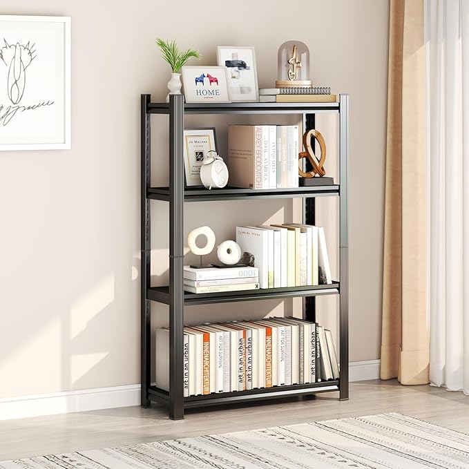 Storage Shelves, Garage Metal Shelving Unit, Adjustable, Double-Layer Column with Reinforced Ribs, Heavy-Duty, Capable of Bearing 2400 lbs, Suitable for Garage, Warehouse, Kitchen Storage