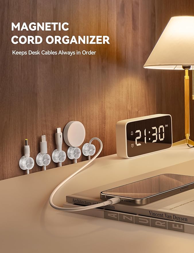 9 Pack Cable Management Cord Holder, JOYROOM Magnetic Cable Clips Adhesive Wire Hider, Cord Organizer for Desk Bedside Nightstand Table Desktop USB Wall Car Office Workspace Accessoriess, Clear