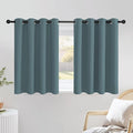 NICETOWN Blackout Greyish Blue Kitchen Curtains, Grommet Thermal Insulated Solid Vertical Drapes Room Darkening for Cafe, 2 Panels, W52 x L36