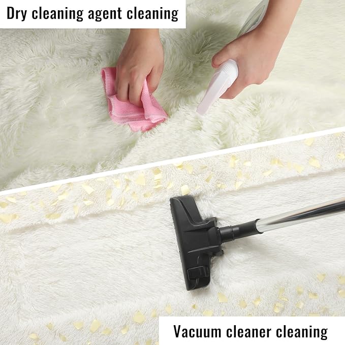 PAGISOFE Fluffy Shag Area Rugs for Bedroom Living Room, Cream White Super Soft Fuzzy Shaggy Carpets for Girls Boys Bedroom,Indoor 4x6 Bedside Rug Kids