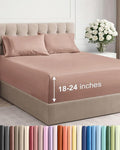 Extra Deep Twin Sheet Set - 4 Piece Breathable and Cooling Sheets - Hotel Luxury Bed Sheets Set - Easy & Secure Fit - Soft, Wrinkle Free and Comfy Sheets Set - Mauve Sheet Set with Extra Deep Pockets