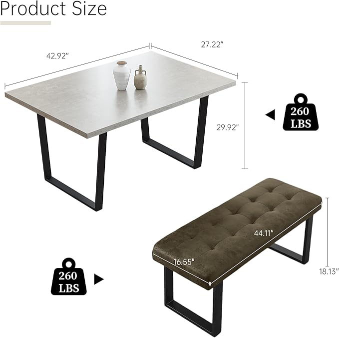 3-Piece Corner Dining Table Set with Bench, 70 Inch Space-Saving Breakfast Nook for Kitchen & Dining Room(Grey Table+Left Seat Brown Chairs)