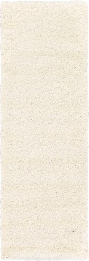 Unique Loom Solid Shag Collection Area Rug (2' 2" x 6' 7" Runner, Snow White)