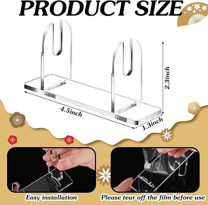 Roowest 4 Pcs Acrylic Fan Display Stand Folding Clear Fan Holder Easel Japanese Chinese Hand Fan Stand Foldable Handheld Fan Display Stand Base Fan Organizer