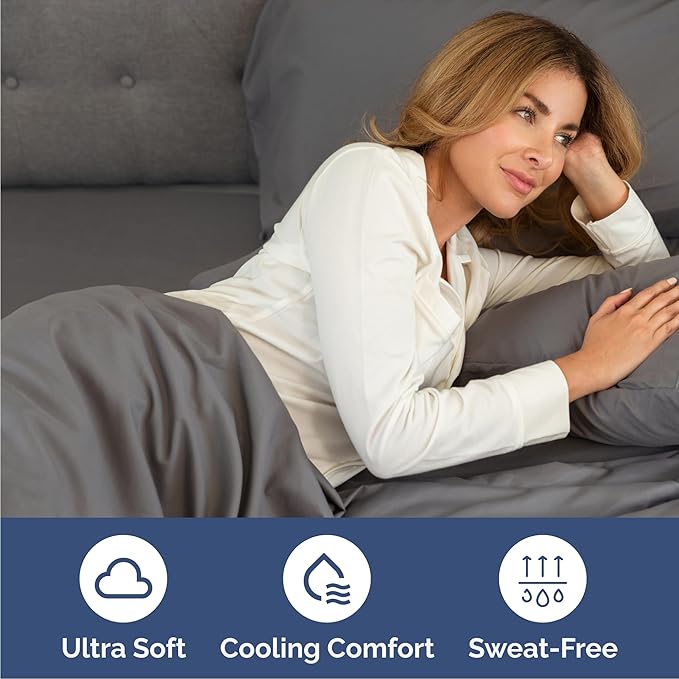 Queen 6 Piece Sheet Set - Cooling, Comfy & Breathable - Hotel Luxury Bedding, Includes Fitted Sheet for Women, Men, Kids & Teens - 1 Flat, 1 Fitted Sheet, 4 Pillowcases with Deep Pockets - Dark Grey