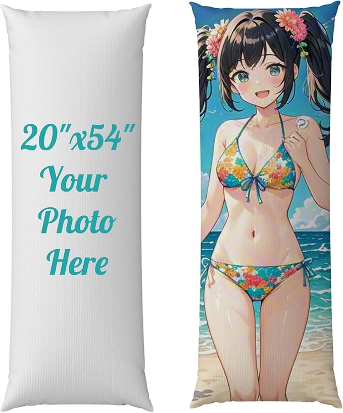 Custom Body Pillow, Body Pillow Case, Double-Sided Design, Custom Pillows with Picture, for Birthdays, Valentine's Day, Christmas, Wedding Anniversaries（54in*20in）