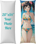 Custom Body Pillow, Body Pillow Case, Double-Sided Design, Custom Pillows with Picture, for Birthdays, Valentine's Day, Christmas, Wedding Anniversaries（54in*20in）