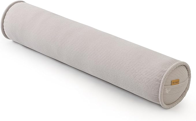Long Bolster Pillow for Bed – Soft Corduroy Body Pillow for Adults, Ergonomic Full-Length Support for Better Sleep,47 x 7.87 Inches,Beige Gray