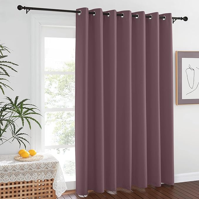 NICETOWN Blackout Dry Rose Sliding Door Curtains 84 inches Long - Grommet Thermal Insulated Patio Door Drape Room Darkening Sound Reducing Window Treatment for Girls Room (W100 x L84, 1 Panel)
