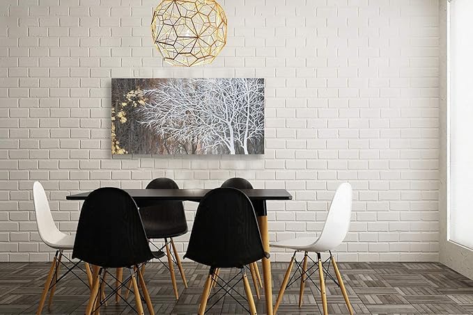 RICHSPACE ARTS Neutral Wall Art for Bedroom Landscape Tree Painting with Gold Foil Modern Rustic Wall Decor (20W*40L)