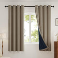 100% Blackout Curtains Thick Soft Curtain 2 Panels Set for Small Bedrooms/Children's Rooms, Linen-Look Textured Full Light Blocking Room Darkening Thermal Insulated Drapes (W52xL54, Taupe)