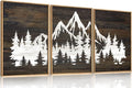 LHIUEM Large Mountain Tree Framed Canvas Wall Art Set,Modern White Forest Art Printing Country Minimalist Wood Wall Decor Farmhouse Zen Artwork for Living Room Bedroom Office-16 x24 x3