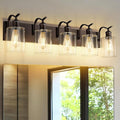 5 Light Bathroom Vanity Light, Morden Bath Lights Over Mirror Oil Rubbed Bronze Bathroom Sconce Lights with Clear Glass Shade ZCVL01ORB-5