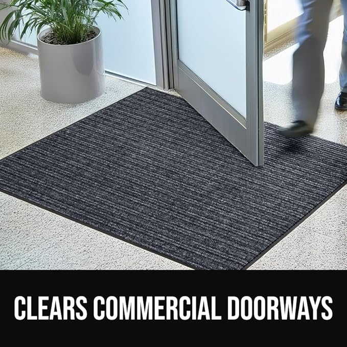 GORILLA GRIP Waterproof Traffic Guard Door Mat, 70x24, Heavy Duty Entryway Mats, Strong Rubber Back Commercial Rugs for Office Hallway, Garage Floor and Home, Low Profile Carpet Runner, Charcoal Gray