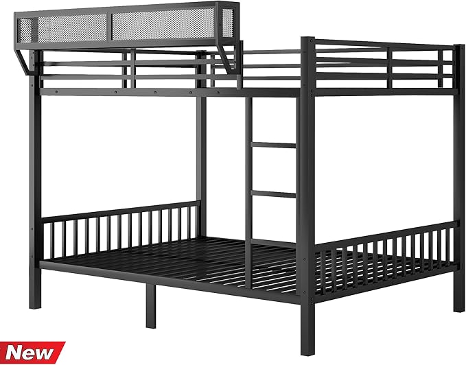 SIGONE Stronger & Safer Heavy Duty Queen Over Queen Size Bunk Bed for Adults Teens, Thickened More Stable Metal Bunkbed Frame (Greater Weight Capacity) (Queen Over Queen-B)