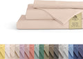 Linen Home 100% Cotton Percale Sheets Queen Size, Sand Shell, Deep Pocket, 4 Pieces Set - 1 Flat, 1 Deep Pocket Fitted Sheet and 2 Pillowcases, Crisp Cool and Strong Bed Linen