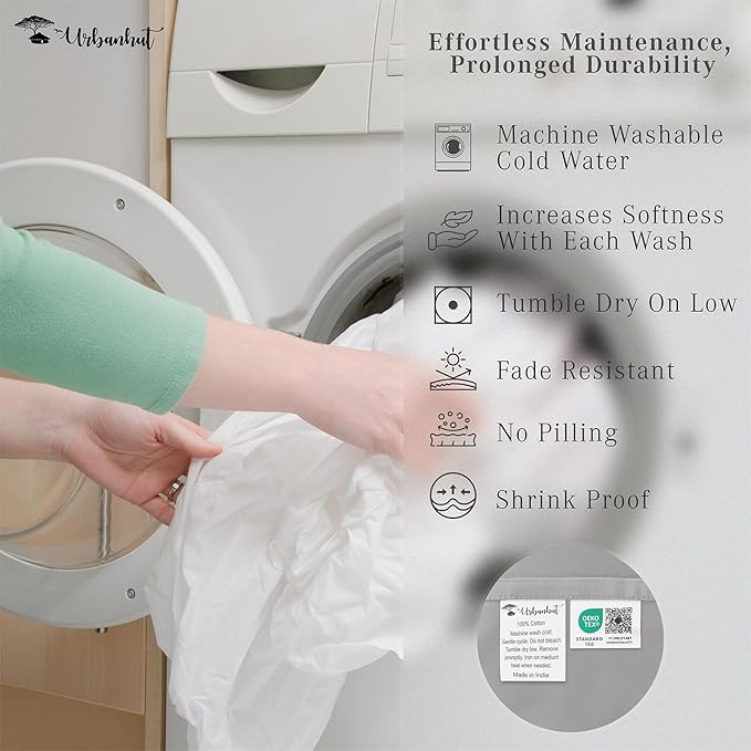 URBANHUT 800 Thread Count 100% Cotton Damask Queen Size Sheets, 4 Piece Striped Queen Size Bedsheets, Luxury Hotel Sheets Sateen Weave - Better Than Egyptian, 16" Elasticized Deep Pocket- Silver Grey