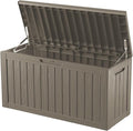 Outdoor Storage Box Waterproof, Lockable Resin 80 Gallon Deck Box Patio Storage Bin for Pool Accessories Cushion Furniture, Garden Tools, UV-Resistant Outside Delivery, Grey