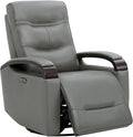 CHITA Genuine Leather Power Swivel Glider Rocker Recliner, FSC Certified Mid Century Modern Recliner Chair for Adults, Adjustable Power Headrest, for Nursery and Living Room, Haze