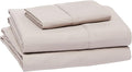 Amazon Basics Lightweight Super Soft Easy Care Microfiber 3-Piece Bed Sheet Set with 14-Inch Deep Pockets, Twin XL, Taupe, Solid