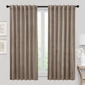 RYB HOME 72 inches Velvet Curtains for Farmhouse - Earth Tone Privacy Blackout Energy Efficient Window Treatment for Home Office Closet Cover, W52 x L72 inches, Taupe, 2 Pieces