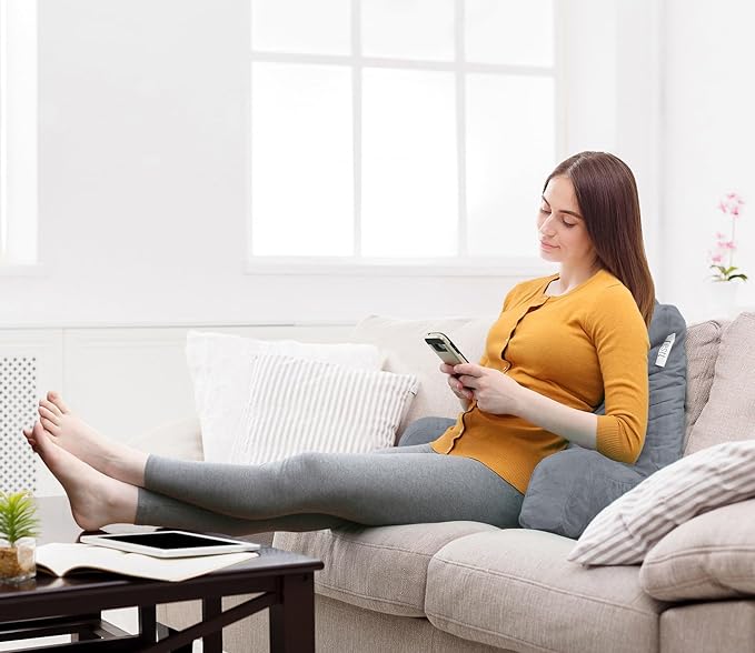 Nestl Reading Pillow for Kids & Teens with Shredded Memory Foam, Backrest Pillows for Reading, Watching, and Gaming, Use on The Couch, Bed, or Floor, Adjustable Support with Washable Cover Grey