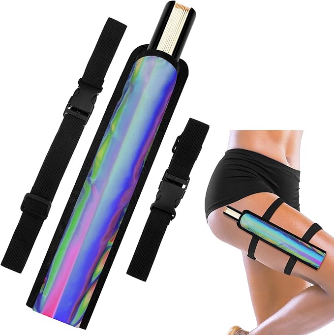 Summer Rave Fan Thigh Holster Rave Fan Holder Folding Hand Pouch Foldable Sleeves with Waist Belt for Thigh Party