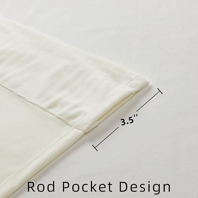 Joydeco White Velvet Curtains 108 inch Length 2 Panels, Luxury Blackout Rod Pocket Thermal Insulated Window Curtains, Super Soft Room Darkening Drapes for Living Dining Room Bedroom,W52 x L108 inches