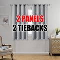 MIUCO Room Darkening Grommet Thermal Insulated Blackout Window Curtains Panels for Gilrs Room Window 1 Pair 52x63 Inch Silver, Bonus 2 Tie Backs Included
