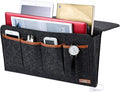 Bedside Caddy, 7 Pockets Large Size Bedside Organizer Caddy for Magazine Remotes Phone (17.3'' x 18.1'', Dark Grey)