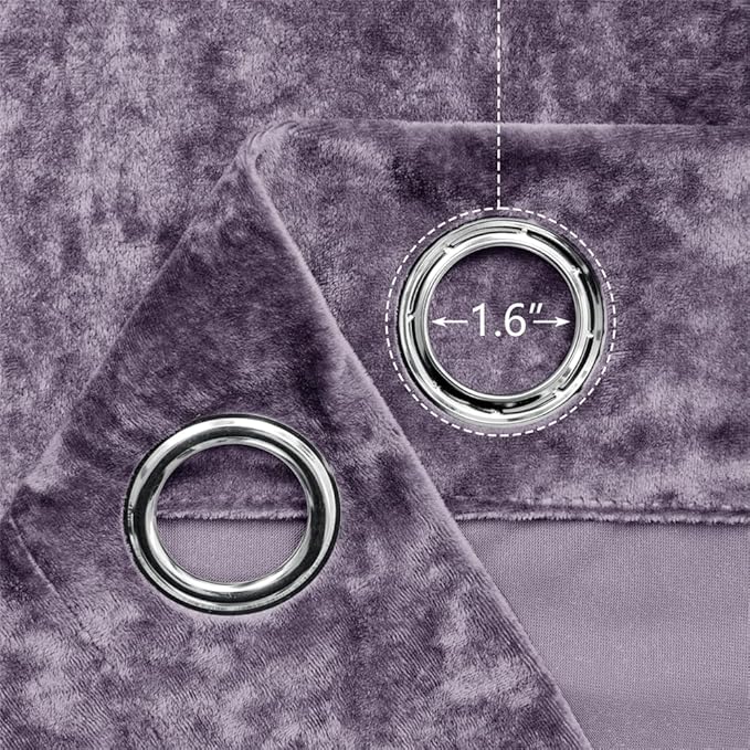 SMILETIME Lilac Purple Crushed Velvet Curtains 52x108 inch Luxurious Thermal Insulated Soundproof Drapes for Living Room Bedroom Office Soft and Durable Light-Filtering Window Treatments, 2 Panels