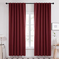 Deconovo Solid Rod Pocket and Back Tab Curtains Thermal Insulated Christmas Curtains Blackout Curtains for Living Room 52Wx84L Inch Burgundy Red Set of 2