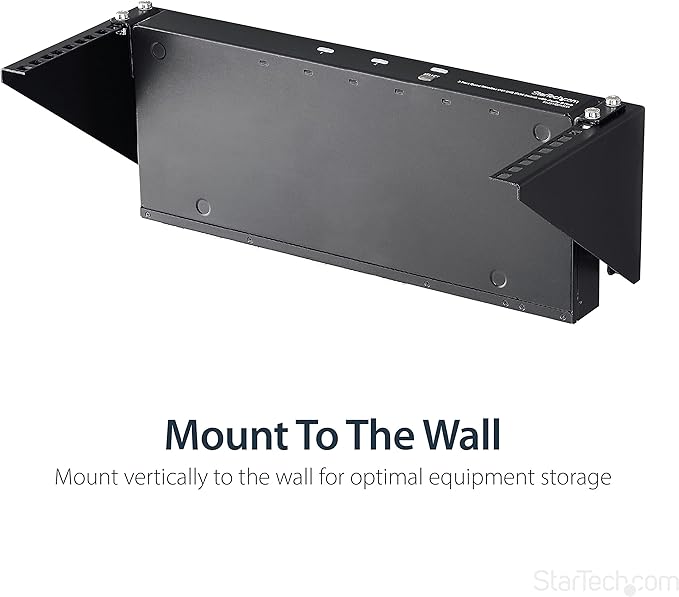 StarTech.com 4U Wall Mount Patch Panel Bracket - 19 inch Steel Vertical Mounting Rack for Network and Data Equipment, TAA (RK419WALLV)