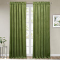 StangH Velvet Drapes Grass Green - Heavy Velvet Blackout Curtain Panels Rod Pocket Winter Warm Curtains Christmas Decorative Draperies for Bedroom/Sliding Door, 52 x 96 inches Long, 2 Panels