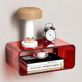 Acrylic Floating Nightstand, Bedside Table, Nightstand Shelf Wall Mounted Bedside Shelf (Red, Small)