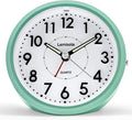 4 Inch Analog Battery Alarm Clock for Seniors, Small Desk Bedside Nightstand Vintage Clock, Alarm Clocks for Bedrooms Bathroom Kithchen Home Office Decor, Large Display for Elderly, Mint