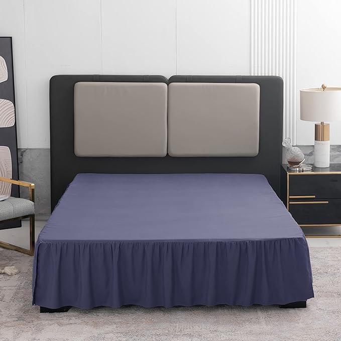 TSUTOMI Navy Blue Bed Skirt Full Size Ruffled Bed Skirt with Split Corners, Full Bed Skirt 12 Inch Drop, Full Size Bed Skirt Black for Ruffled Bed Skirt with Split Corners, Bed Skirt Full Size