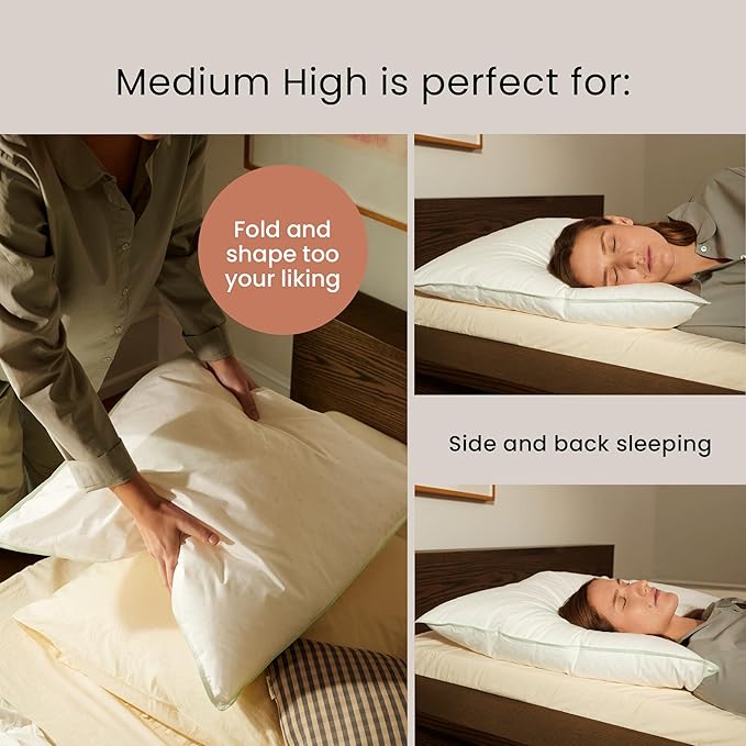 FOSSFLAKES Nordic Sleep, Bed Pillow Hypoallergenic Supportive with Down Alternate, Breathable and Machine Washable, Ideal for Side and Back Sleepers (White Medium High, King (U.S. Standard))