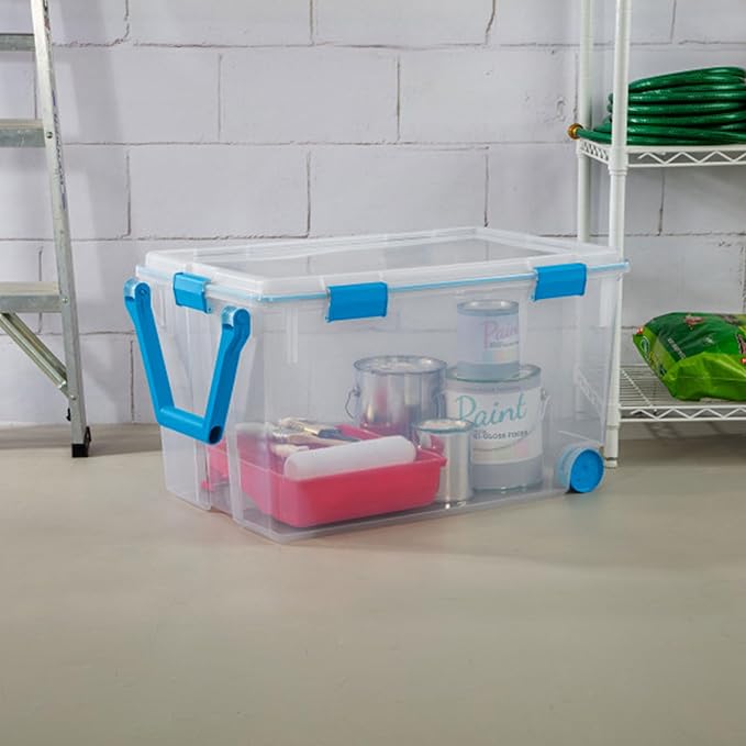 Sterilite 3-Pack Gasket Box, Weather-Resistant Storage Bins with Latching Lids, 120 Quart - Heavy-Duty Organizing Containers for Closet, Bathroom, and Office